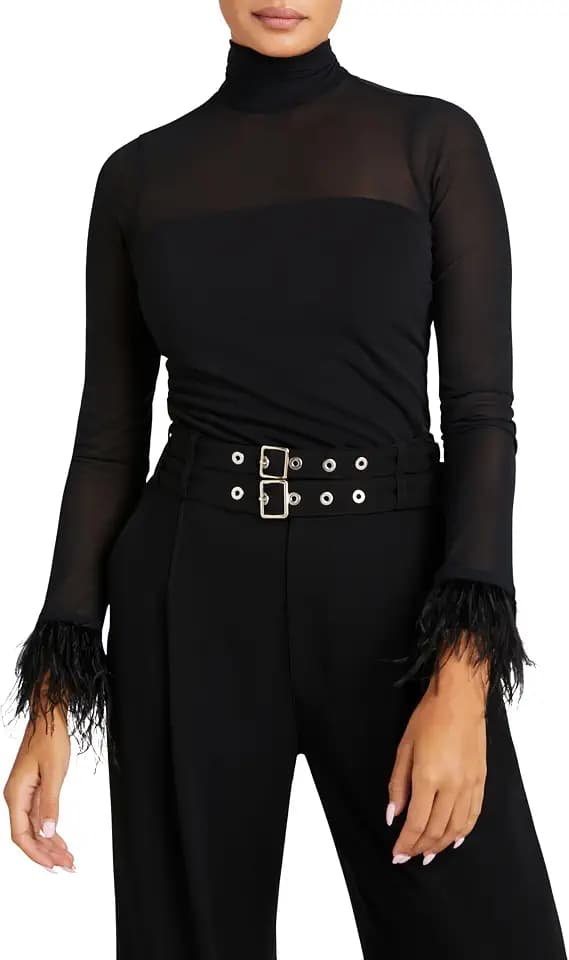 Cinq à Sept Women's Feather Trim Shantel Top