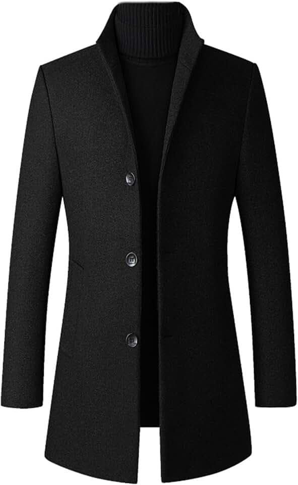 ECDAHICC Wintermantel Herren Mantel Slim Fit Lang Wollmantel Business Mantel mit Stehkragen Herren Wintermantel