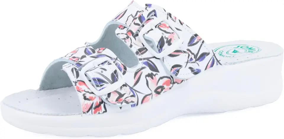 JOMIX Damen Pantoletten Sommer Klettverschluss Orthopädische Leichte Clogs Sandalen Weiche Anatomische Medizinische Gartenschuhe