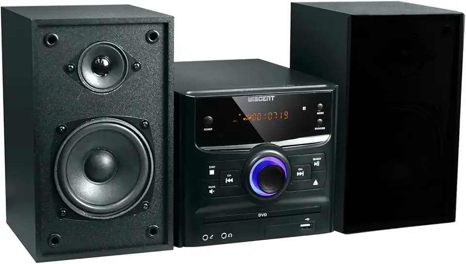 WISCENT 30W HiFi-System Stereo-Systeme mit Bluetooth (CD-Player, DVD-Player, UKW-Radio, USB, AUX-Eingang), HiFi-System Micro Music Sound