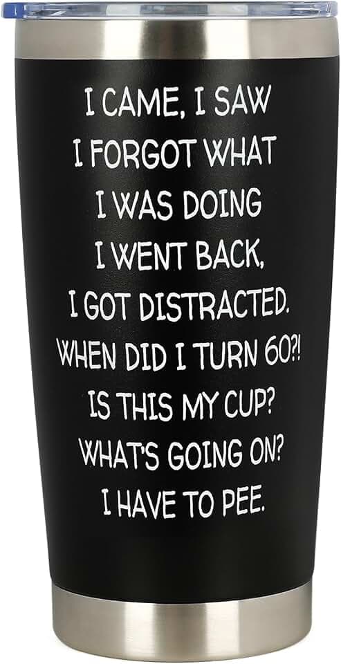 60th Birthday Gifts for Men Women - Funny 60th Birthday Decorations Gifts for Him Her - Gift for Men Women Turning 60 Year Old Gift for Mom, Dad, Wife, Husband - 20 OZ Stainless Steel Tumbler