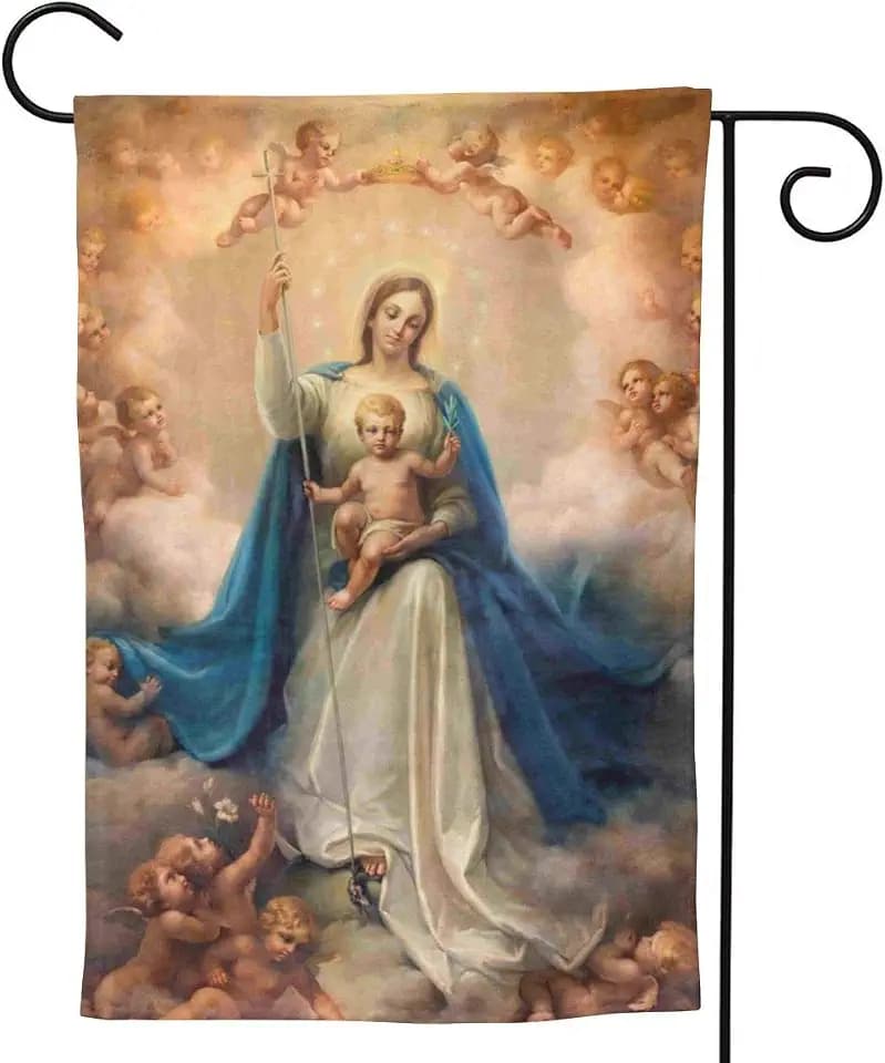 Virgin Mother Mary Garden Flag Double Sided Vertical House Flags 28"X40"