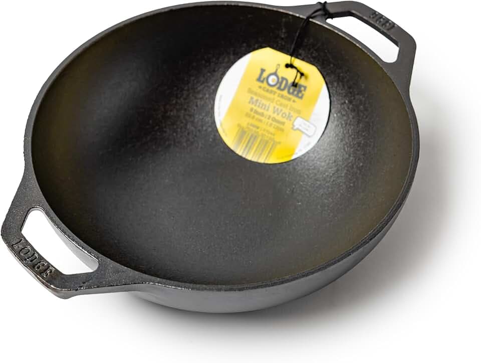 Lodge Pre-Seasoned Cast Iron Stir Fry Mini Wok, PFAS-Free, 9 Inches