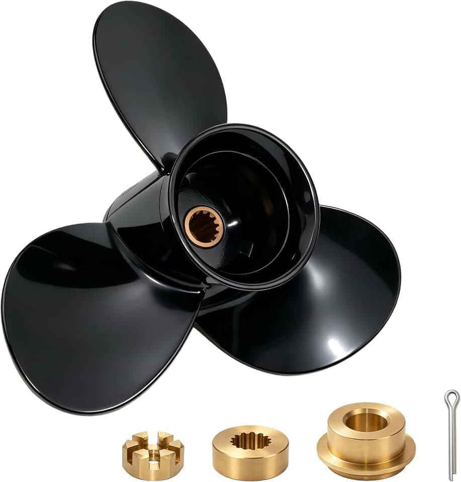 MARKGOO Outboard Propeller Compatible with OMC Evinrude Johnson 8 9.9 10 15 HP Boat Prop 13 Spline Tooth Aluminum 3 Blade Right Hand Rotation 2.5 Inch Gearcase for Houseboat, Inshore Fishing, Pontoon
