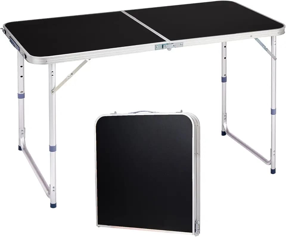 4.0 Ft Folding Portable Camping Table Black
