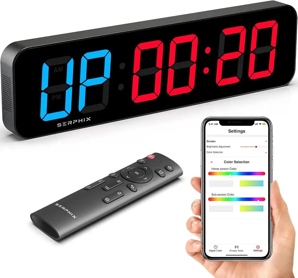 15.2" Gym Timer, App & Remote Control, Gym Clock for Home Garage Outdoor