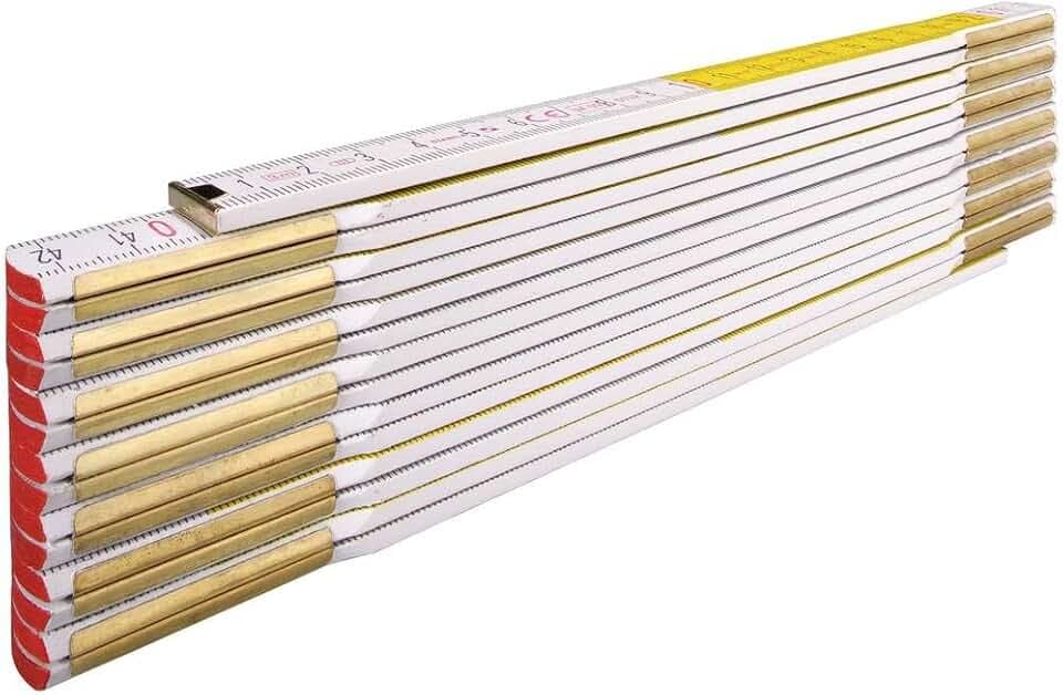 Stabila Zollstock Type 617, 3 m, weiß, weiß/gelbe metrische Schnellablese-Skala, hochwertiger Meterstab aus PEFC-zertifiziertem Holz, umschließende Gelenkplatten