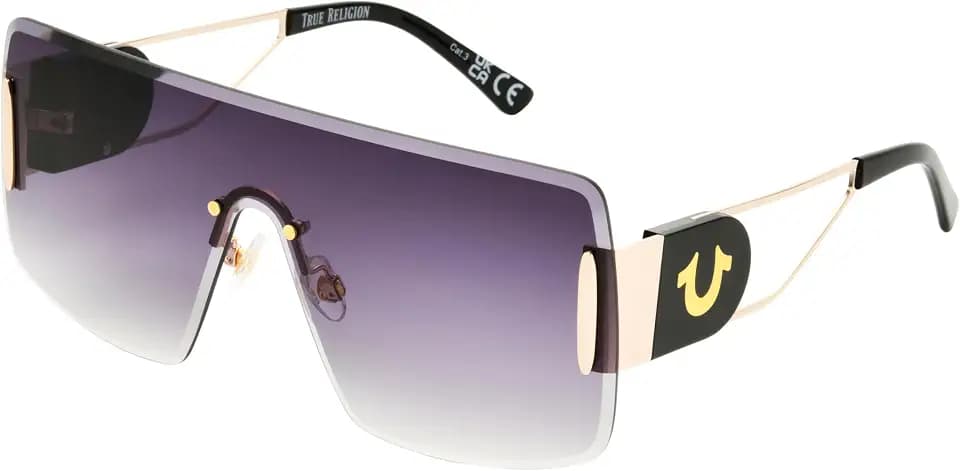True Religion Nova’s Icon Cut Gold Shield Women's Sunglasses