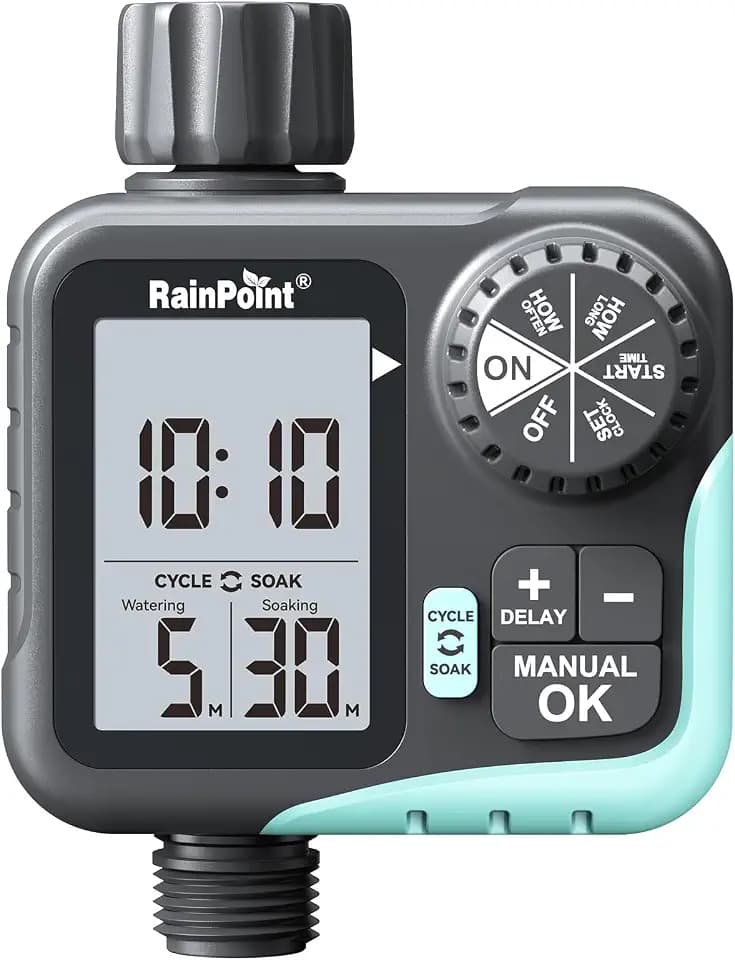 RAINPOINT Sprinkler Timer - Cycle & Soak Hose Timer for Garden Hose with Automatic Watering/Manual Watering/Rain Delay, Programmable for Irrigation System, Lawn, Yard, Outdoor