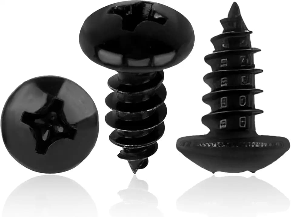 50 Stück M5 x 12mm Selbstschneidende Holzschrauben aus Kohlenstoffstahl mit Rundkopf, Schwarz Zink Plattiert, Ideal für Möbel- und Heimwerkerprojekte
