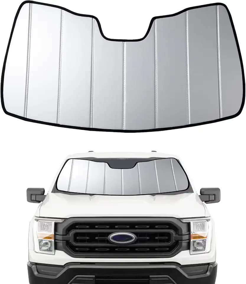 2021-2026 F150 Windshield Sun Shade for Ford F-150 2021 2022 2023 2024 2025 2026(Lariat, King Ranch, Platinum, XL, STX, XLT, Limited, Tremor, Raptor) Front Window Sunscreen Sunshade
