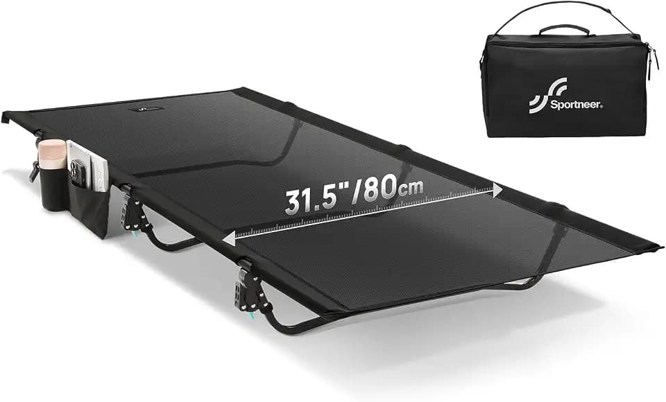 Sportneer Feldbett Klappbett Campingbett, 70/80cm Ultra Breit Feldbett XXL Campingliege Faltbar Leicht bis 150kg für Zelten Wandern Rucksackreisen Camping Reisen