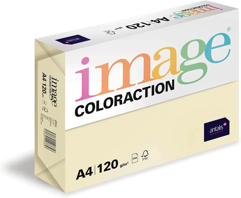 Image Coloraction Atoll - farbiges Kopierpapier - DIN A4, 210 x 297 mm, 120 g/m² - buntes, holzfreies Druckerpapier für Kopierer - 250 Blatt - Elfenbeinfarben