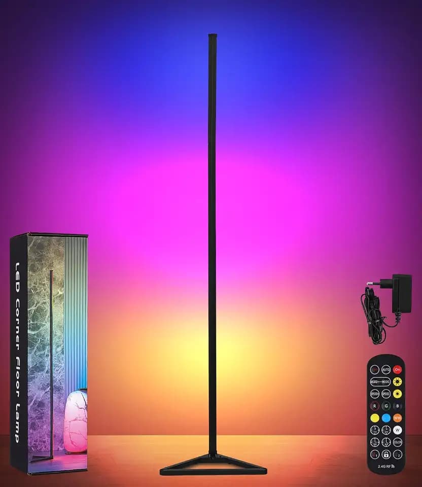 LED Stehlampe Wohnzimmer, RGB Ecklampe Dimmbar mit Fernbedienung