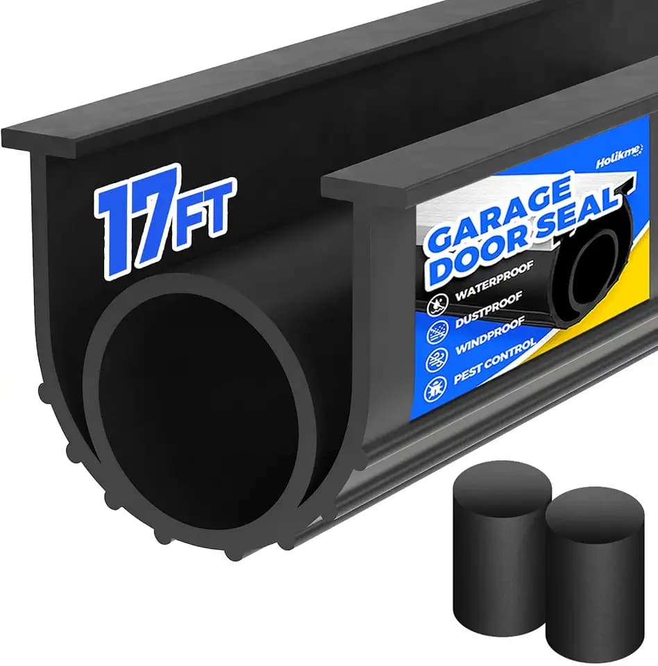 Holikme Garage Door Bottom Seal, EPDM Rubber Weather Stripping 17Ft Black