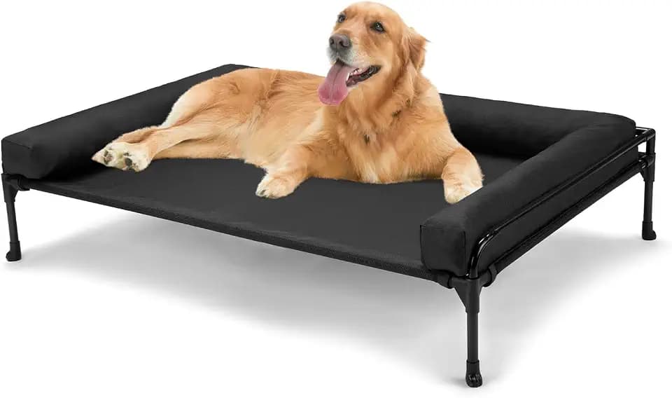 Veehoo Outdoor Elevated Dog Bed-Cooling Raised Dog Cot for Large Sized Dogs