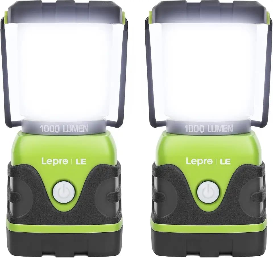 LE Campinglampe Batteriebetrieben 1000LM, 4 Leuchtmodi, Grün, 2 Stück