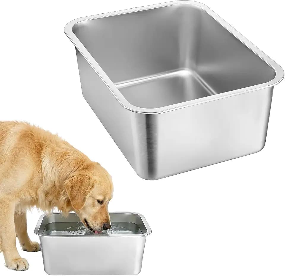 Apipi 3 Gallon Extra Large Food Safe Stainless Steel Dog Bowls