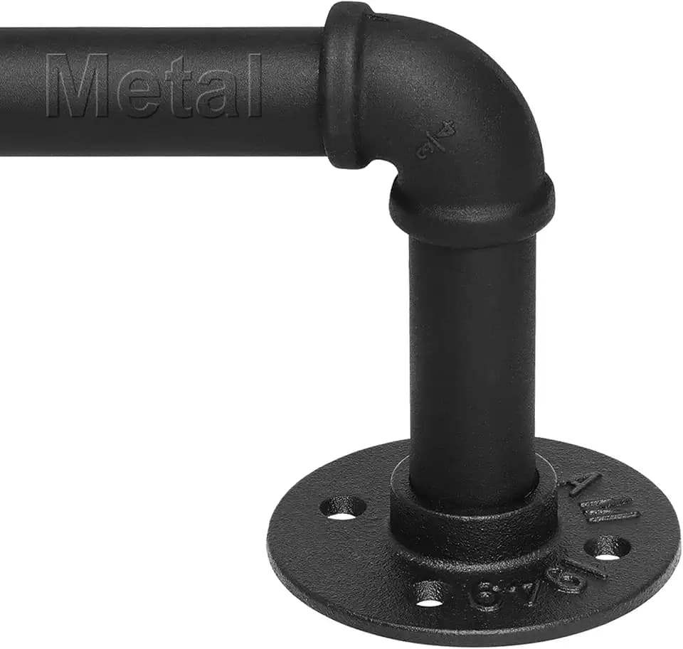 Refrze Curtain Rods for Windows 66 to 120 Inch, 1" Black Industrial Wrap Around, Adjustable Heavy Duty Blackout Curtain Rods for Ceiling, Bedroom, Outdoor Patio