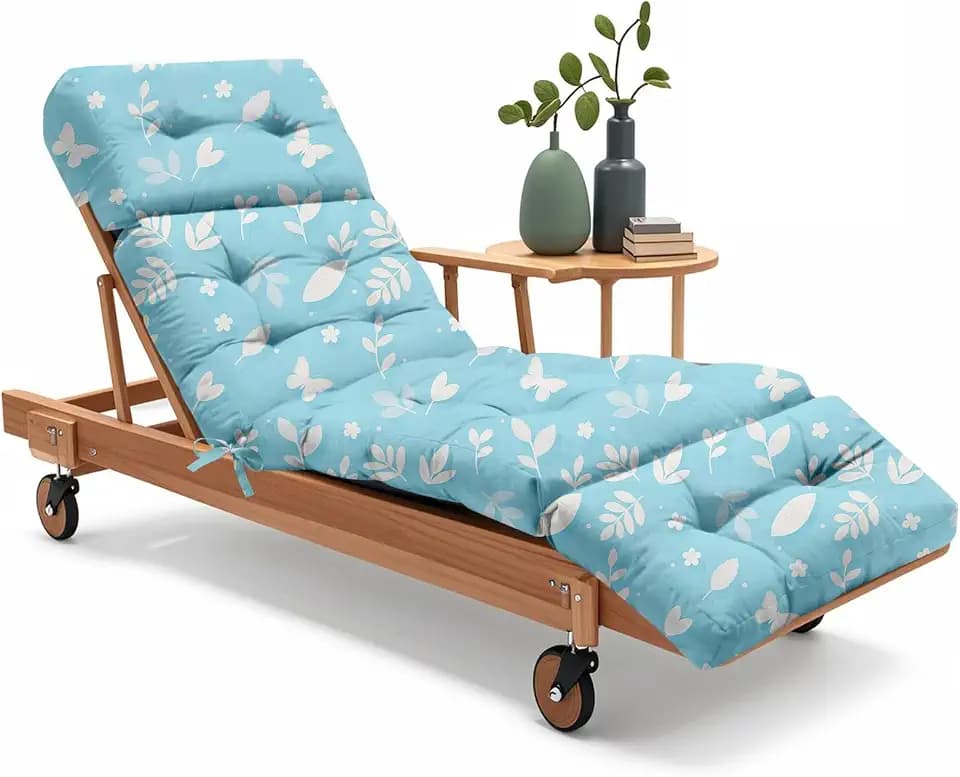 Outdoor Lounge Chair Cushions Waterproof 75.1x22.8x4.7 Blue Butterfly