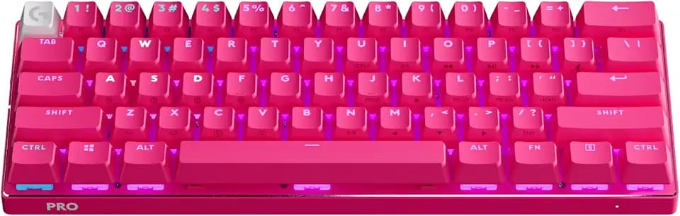 Logitech G PRO X 60% Wireless Gaming Keyboard (Tactile Optical) - Magenta