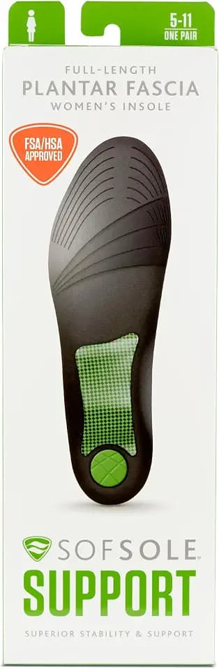 Sof Sole Unisex-Adult Plantar Fascia Support Full-Length Gel Shoe Insert