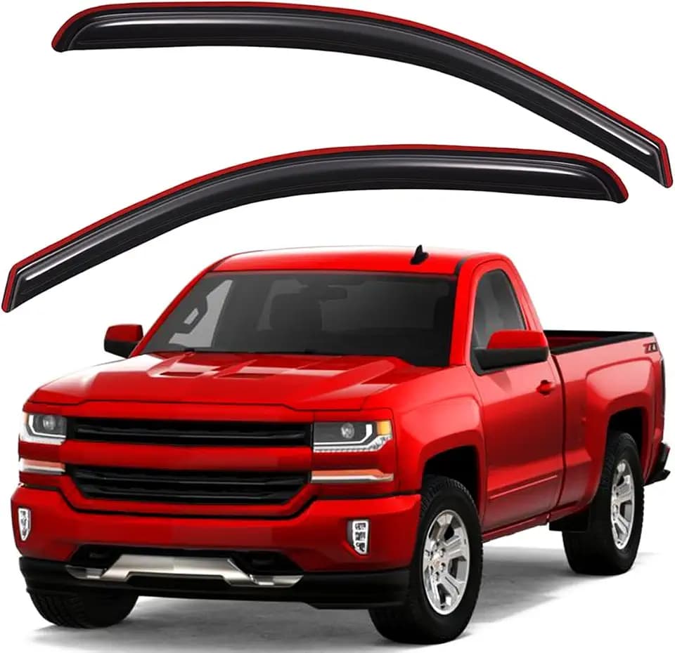 Lightronic Extra Durable Clip-on in-Channel Auto Vent Window Visor, Fits 2014-2018 Chevrolet Silverado & GMC Sierra 1500; 2015-2019 Silverado/Sierra 2500 HD & 3500 HD, Regular Cab, Dark Smoke, 2-Pcs