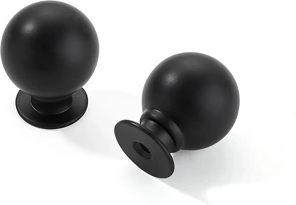 20 Pack 1 Inch Vintage Ball Matte Black Cabinet Knobs Kitchen Cabinet Hardware Black Drawer Knobs Pulls for Drawers.