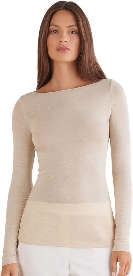 Intimissimi Boat Neck Modal Cashmere Ultralight Top