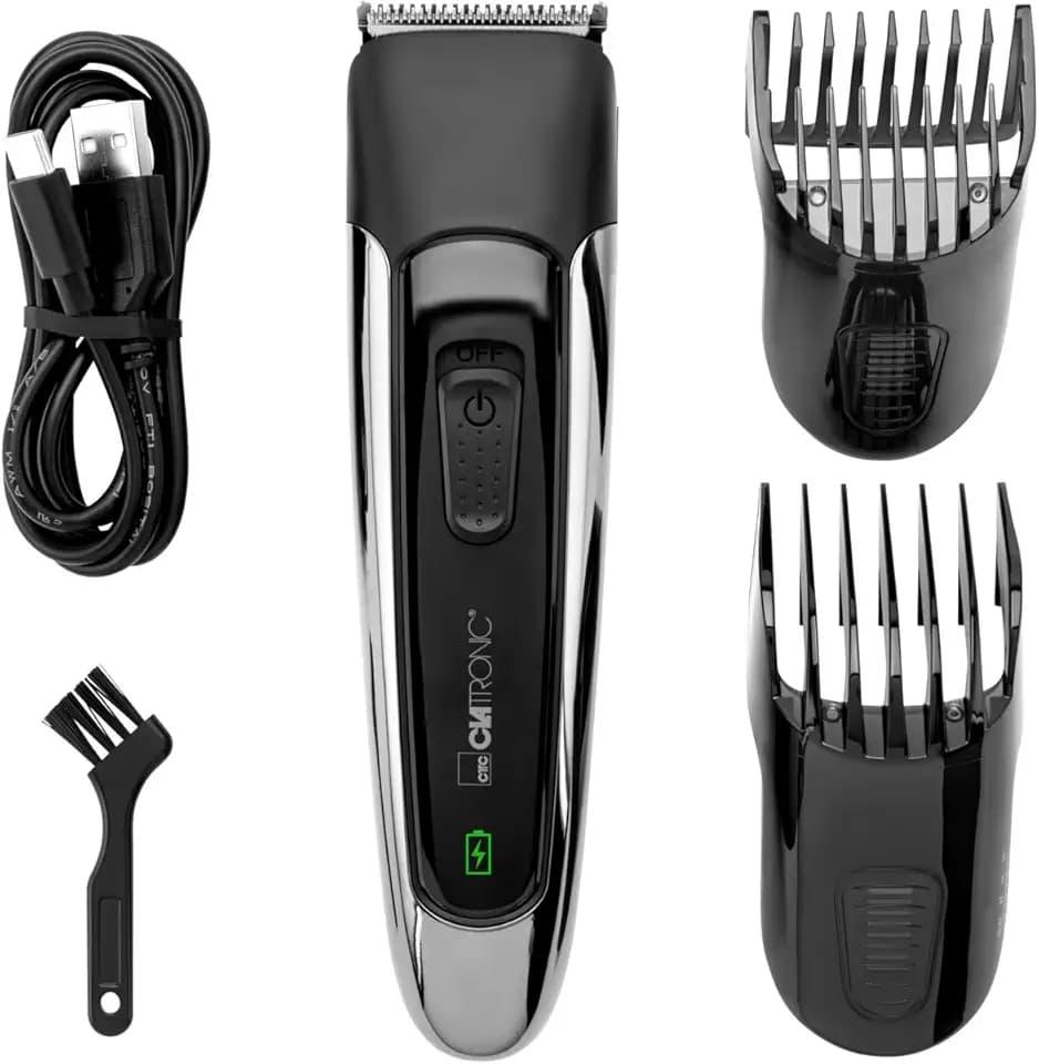 Clatronic® Haarschneidemaschine 1-30mm | Edelstahl-Scherkopf | 16 Längen | Akkulaufzeit bis zu 100 Min. | Haarschneider Herren | Bartschneider Herren | Barttrimmer | Trimmer HSMR 3827