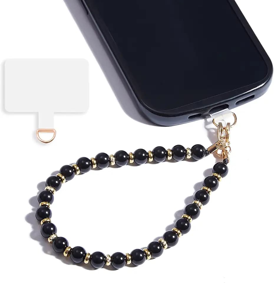 Marble Beaded Phone Wrist Strap for Women, Detachable Design