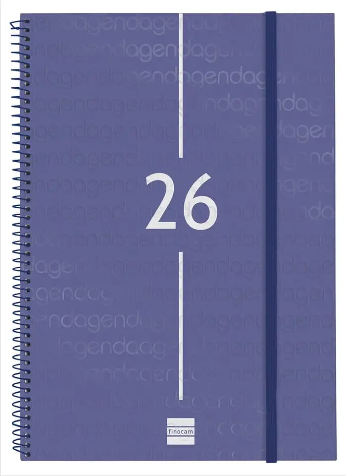 Finocam Andrea Terminplaner 2026, mit Wochenansicht, Januar 2026, Dezember 2026, 12 Monate, Schwarz, Spanisch