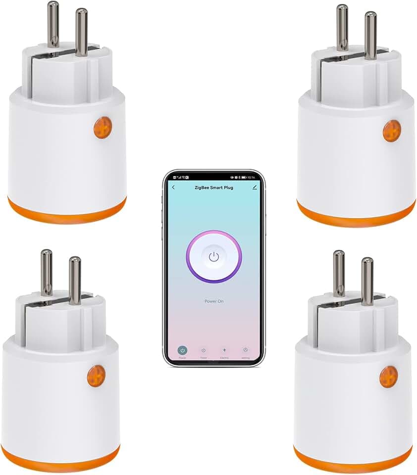 Smart Power Plugs:Zigbee Smart Plug mit Mess und Timerfunktion,Tuya App Steuerung,Push Benachrichtigung,Zigbee Hub erforderlich,16A Zigbee Stecker,kompatibel mit Alexa Google Home (4-pack)