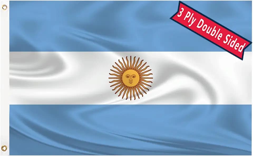 Argentina Flag 3x5 Double Sided Argentinian National Flag Three Layer 240D Polyester Argentine Flags Banner Bright Color with Durable Canvas Header Argentinean 3 X 5 FT