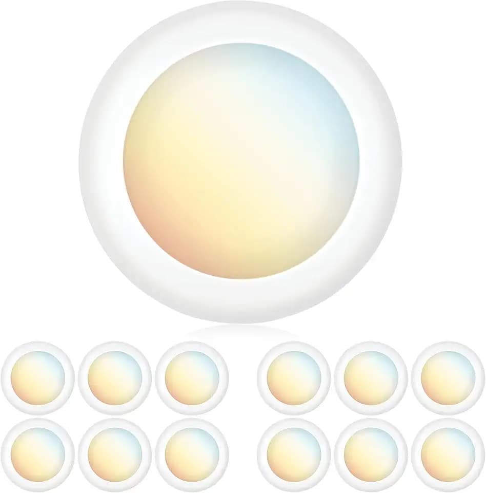 PARMIDA (12 Pack) 5/6 Inch Dimmable 5CCT LED Disk Lights, 15W Surface Mount Ceiling Disc Lighting 5 Color Selectable 2700K/3000K/3500K/4000K/5000K 1100lm, J-Box Or Recessed Can Installation, UL-Listed