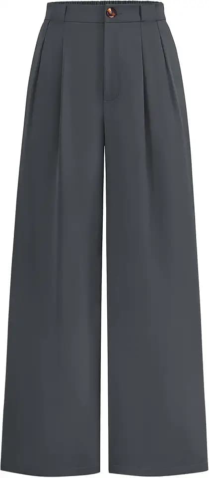 KIRUNDO Wide Leg Pants for Women 2026 Dressy High Waisted Button Trousers