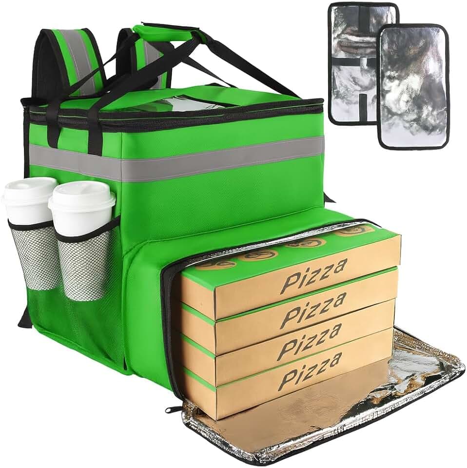 Insulated Food Delivery Backpack with Cup Holders, Expandable Bag