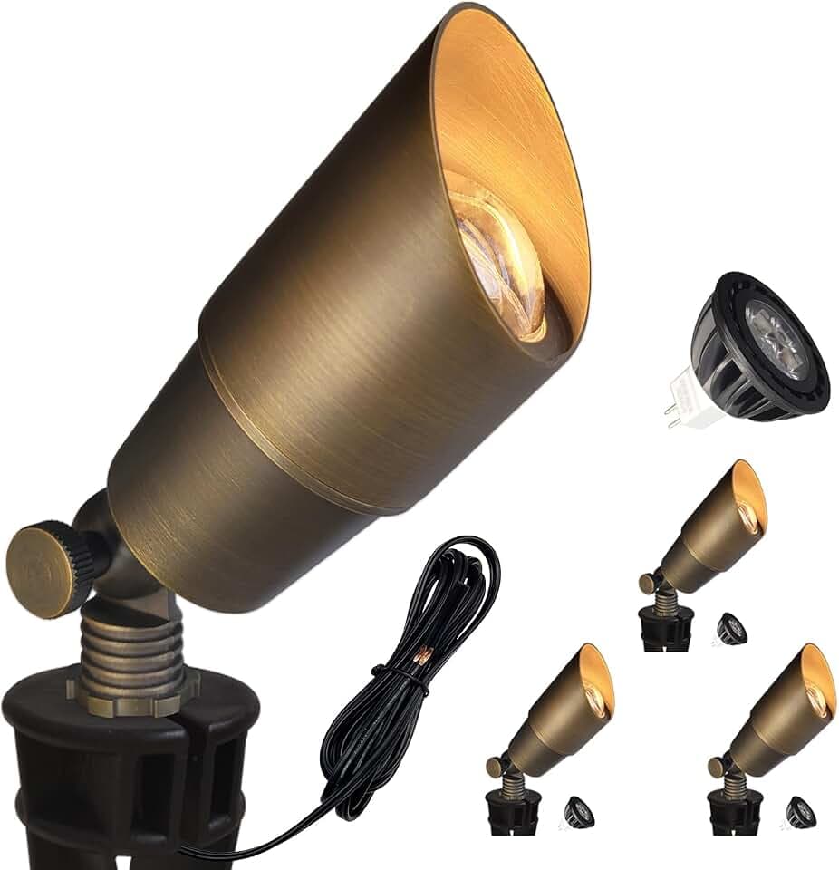 COLOER Die-cast Brass Landscape Spotlights 4 Pack with MR16 (101B Bronze)