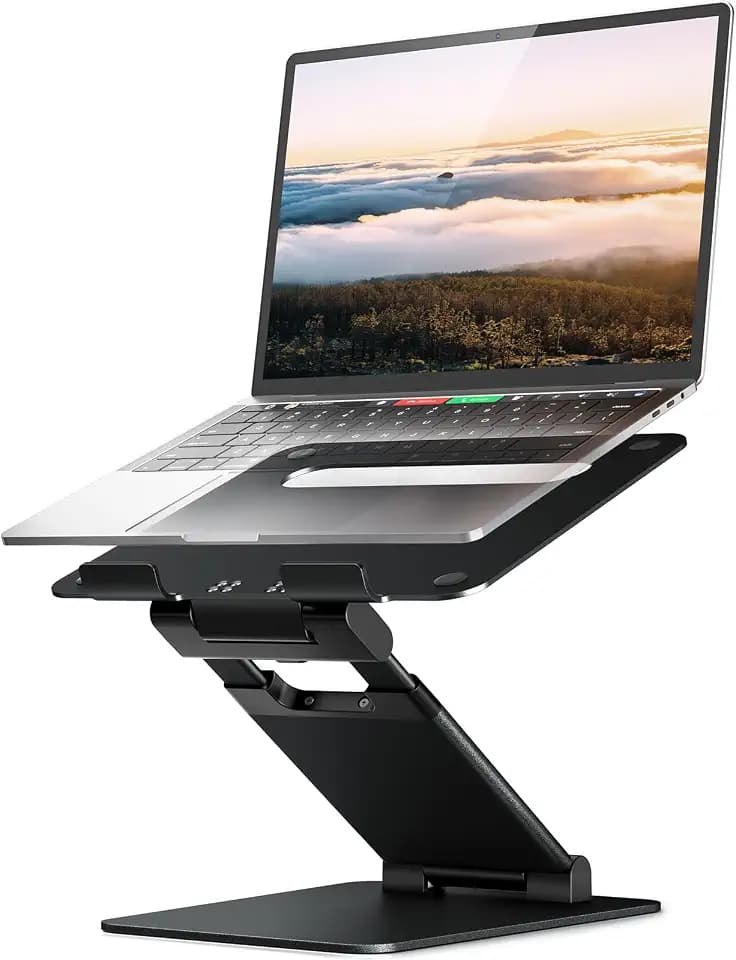 NULAXY Laptop Ständer, Ergonomischer Notebook Ständer Höhenverstellbar von 2,1" bis 21", Unterstützt bis zu 22 Pfund Laptopständer für Schreibtisch Compatible with MacBook All Laptops 10-17" (Schwarz)