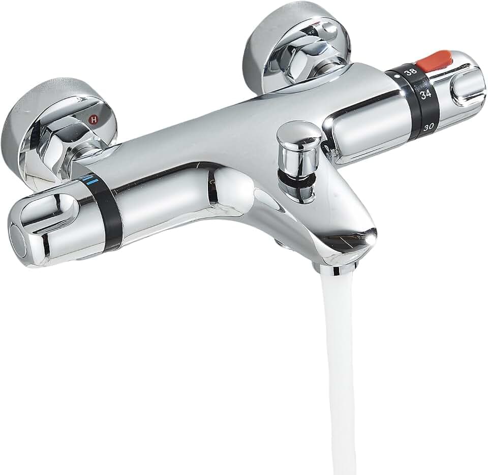 Badewannenarmatur Badewanne Thermostat Wasserhahn Wandmontage für Badezimmer Wannenarmatur Waschbecken Armatur Badarmatur Chrom