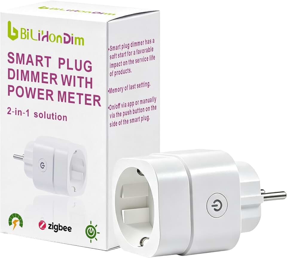 Zigbee Smart Dimmer-Stecker mit Energiemesser, Zeitplanfunktion, Überlastschutz