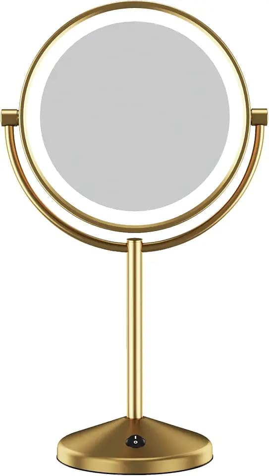 Conair Vanity Mirror, Lighted, LED, 1X/10X Magnifying, Brushed Brass