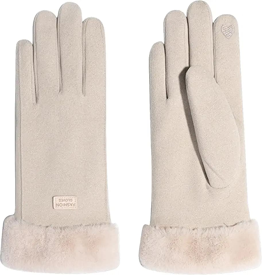 Damen-Winterhandschuhe, winddichte Plüschbündchen, Thermo-Touchscreen-Handschuhe, Fleece-gefüttert, warme Handschuhe für Outdoor, Fahren, Radfahren