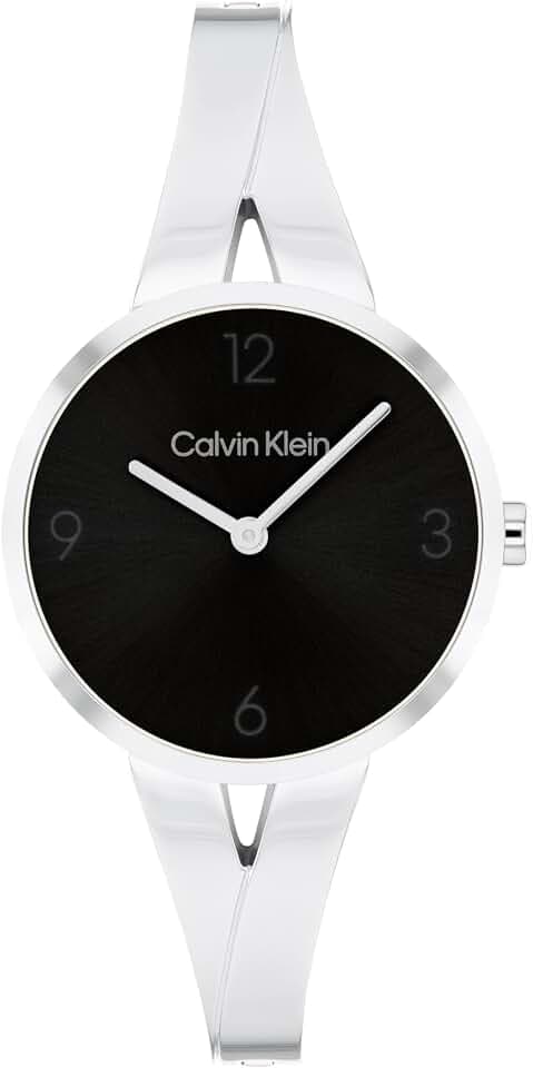 Calvin Klein Zwei-Zeiger-Quarzwerk-Uhr für Damen Kollektion Joyful mit Armreif aus Edelstahl - Erhältlich in Silber, Gold oder Zweifarbig