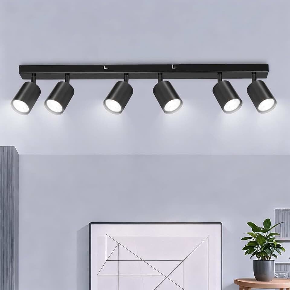 Ketom GU10 LED Deckenstrahler Schwarz, Deckenlampe 6 Flammig Schwenkbar