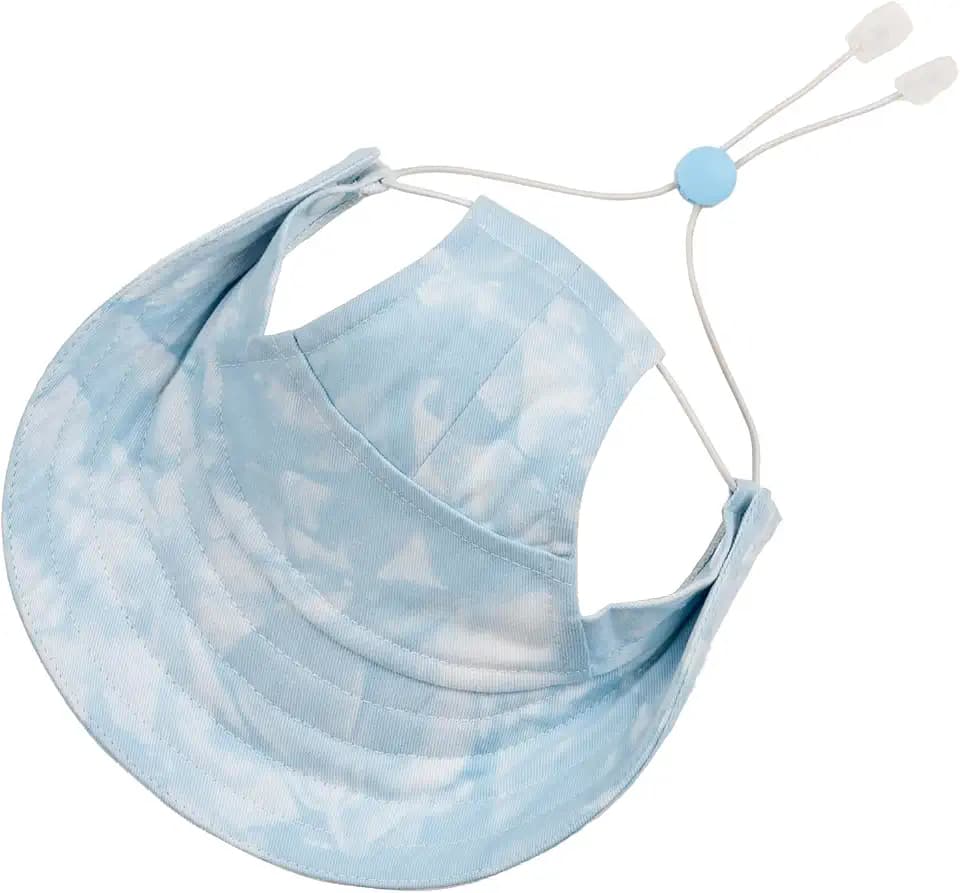 Tie-Dye Dog Baseball Hat with Ear Holes, Adjustable Summer Sun Cap for Pets(Blue, Large)