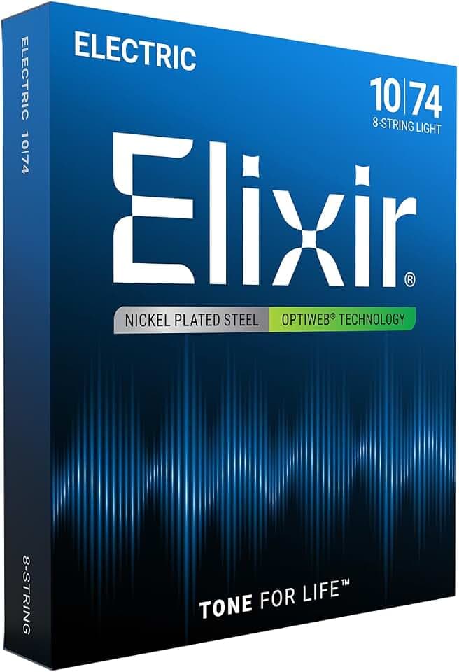 Elixir® Saiten 8-Saiter E-Gitarrensaiten mit OPTIWEB® Beschichtung, Light (.010-.074)