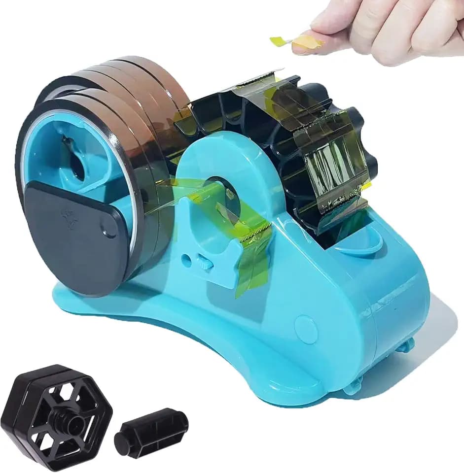 SHDSL Blue Heat Tape Dispenser Sublimation - Multiple Roll Cut Heat Tape Dispenser to PreCut Heat Transfer Tape Heat Resistant Tape, Semi-Automatic Tape Dispenser 3" & 1" Core for Scotch Tapes