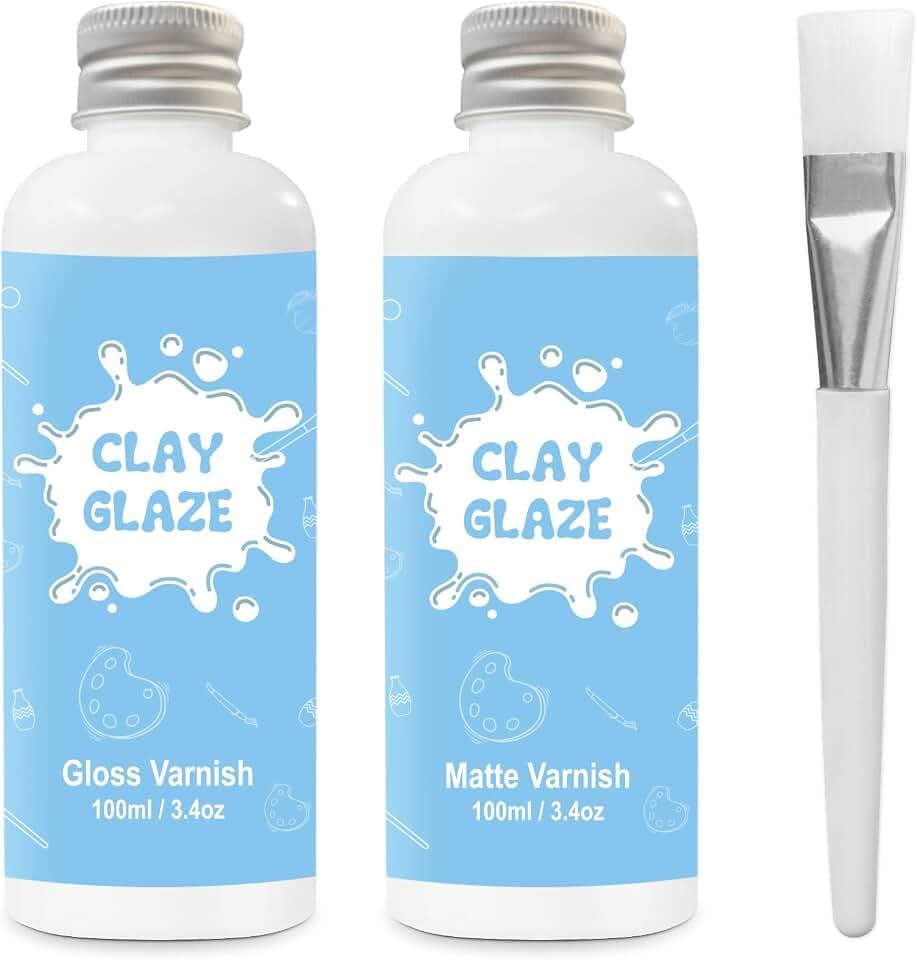 2 x 200ml Air Dry Clay Glaze, Protect Clay Surfaces, Gloss & Matte Glaze