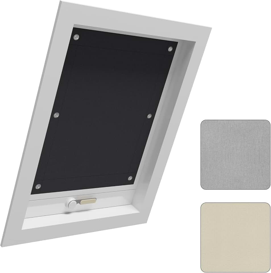 WOLTU Thermo Dachfenster Rollo ohne Bohren Schwarz 48x73 cm